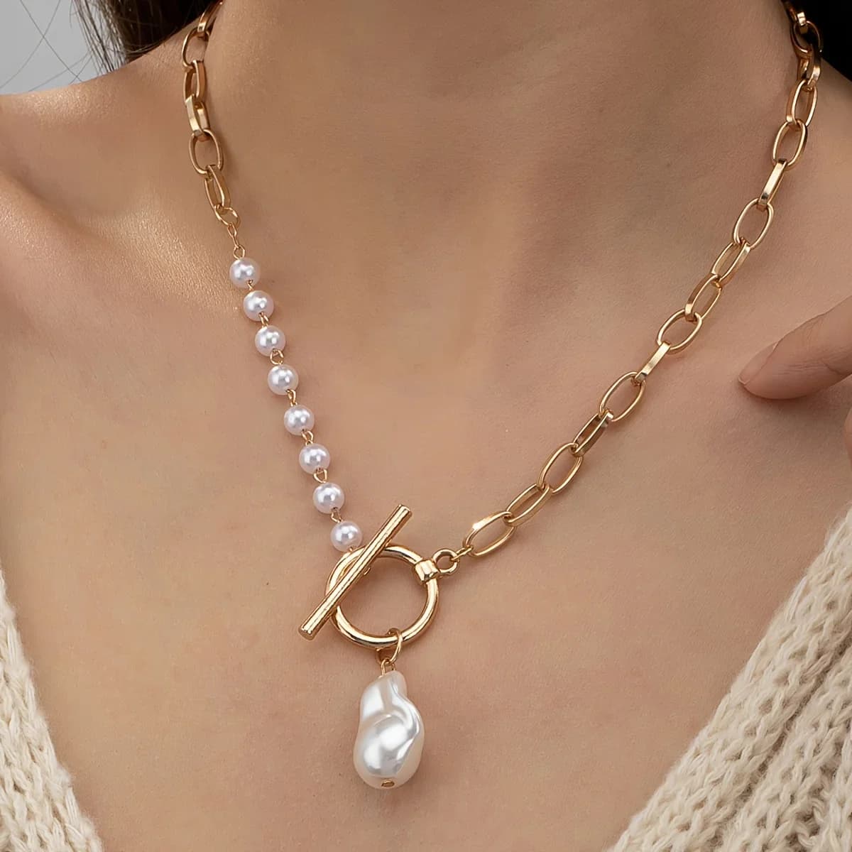 1 collana vintage elegante con ciondolo a clavicola - senza confezione regalo - numero di perline casuale in base alla lunghezza