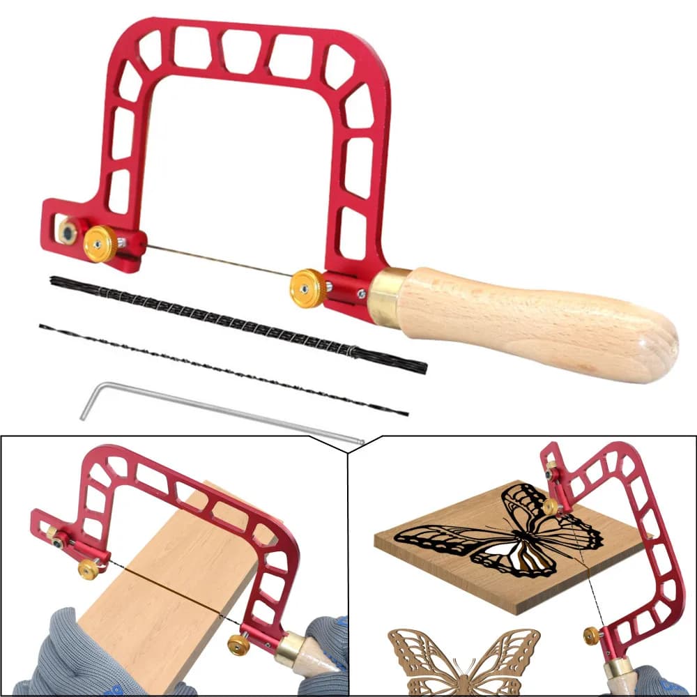 Aluminum Coping Fret Saw Set with Replacement Blades, Woodworking Hand Saw for Wood Board, Plastic & Thin Metal Cutting