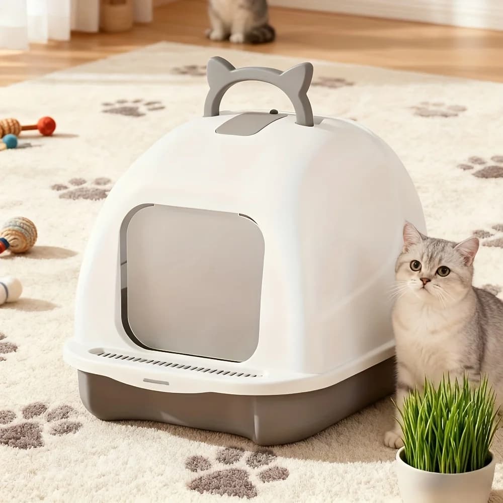 Lettiera per Gatti Completamente Chiusa con Ingresso Superiore, Base Profonda Extra Large, Anti-Schizzi e Anti-Odore con Filtro al Carbone, Vassoio Anti-Tracciamento