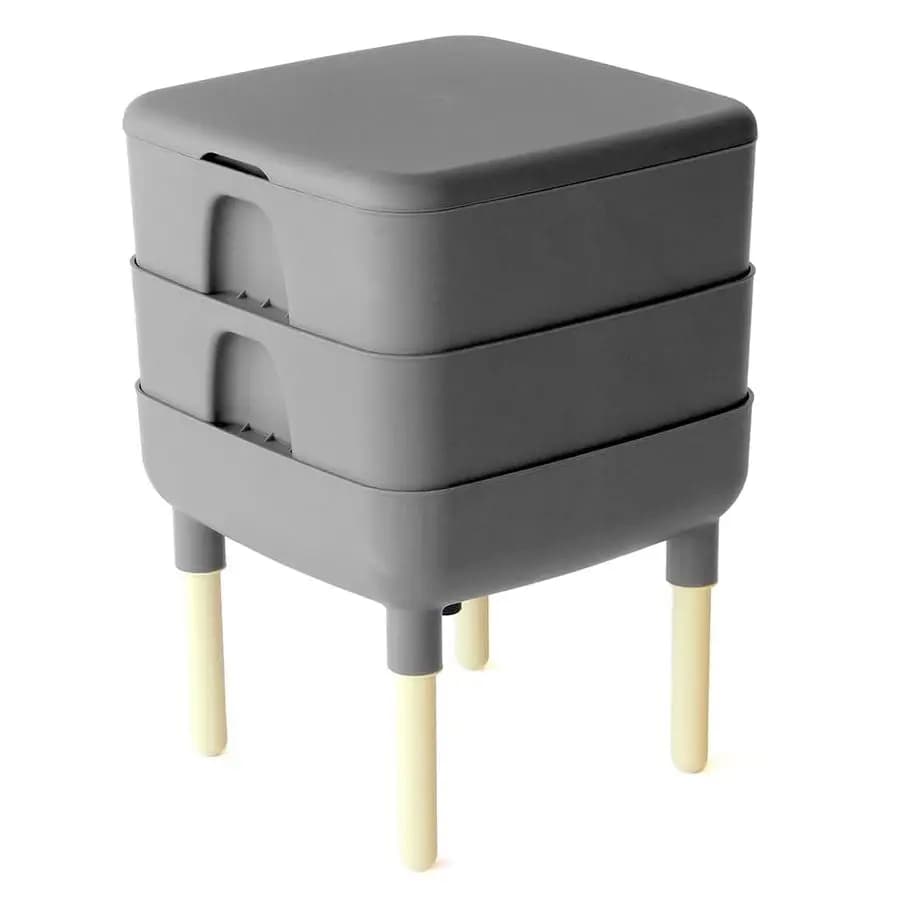 Composter Essenziale per la Casa, Contenitore per Vermicompostaggio a 2 Vassoi HFLC4000v2GRY Grigio