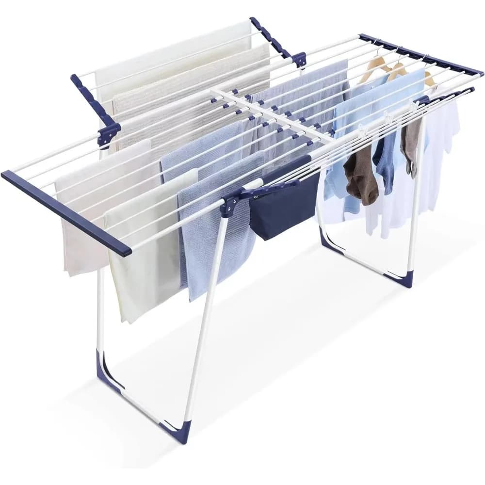 Gullwing folding stretcher with 10 clips and bag, expandable white for indoors and outdoors