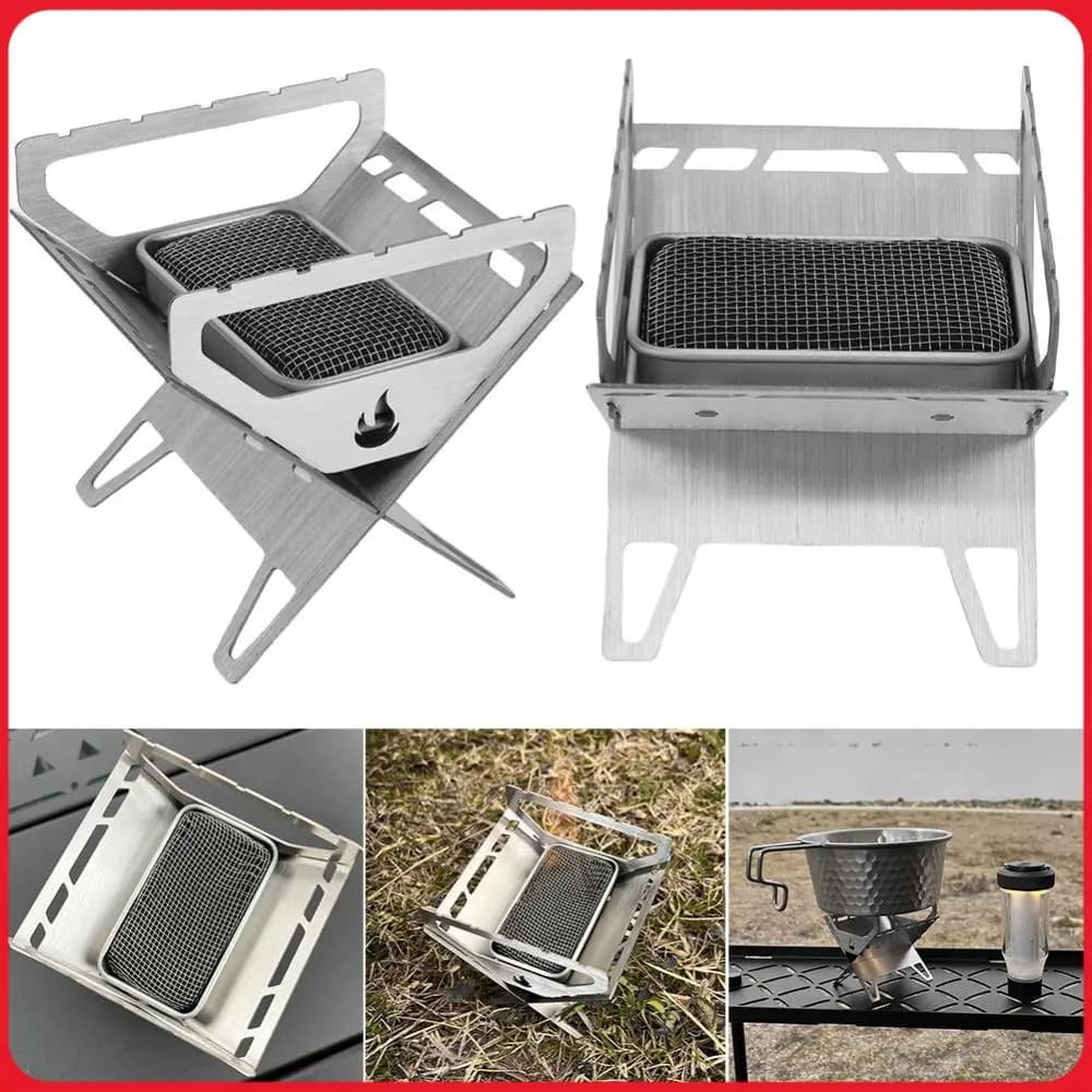Stainless Steel Mini Wood Stove Portable Charcoal Aromatherapy Stove Wood Burning Camp Stove for Outdoor Camping