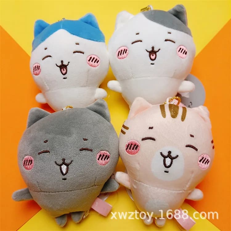 Chiikawa Plush Pendant, Big‑Head Q‑Version Happy Cat Doll, Joke Bear Hachiware Usagi Stuffed Toy Bag Charm Accessories