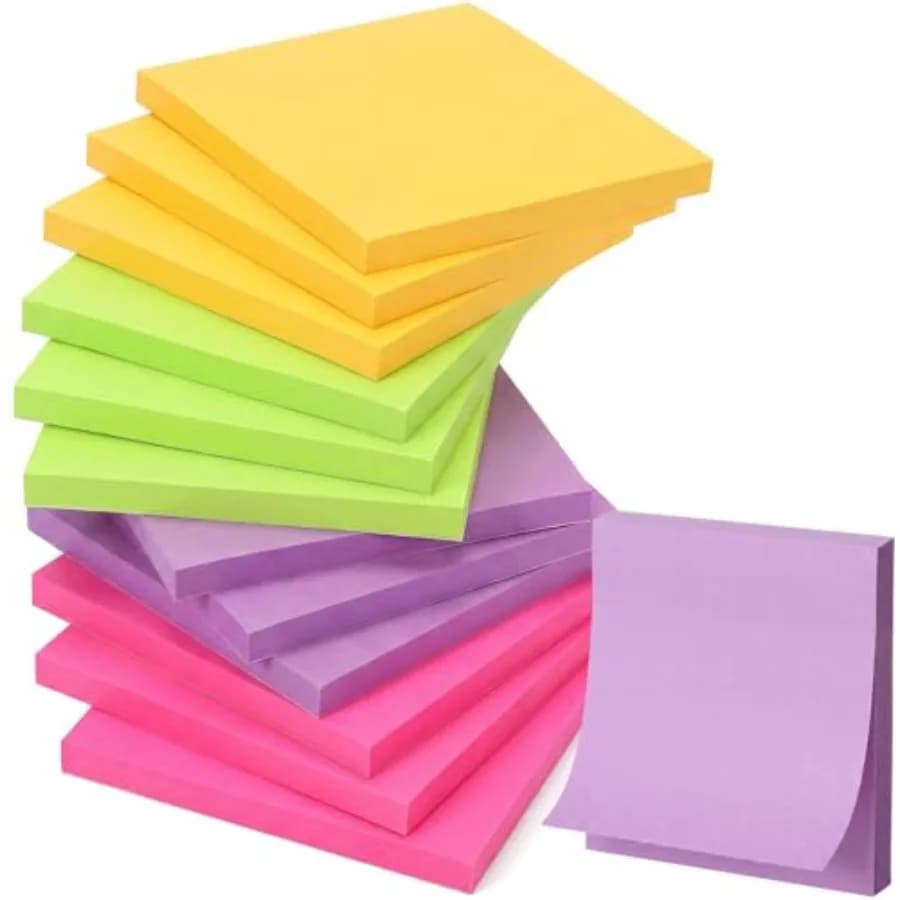 12 Pads Sticky Notes 3''x3'', Self Stick Notes Pads Office Supplies, Gradient Colors Vintage Color 50 Sheets/Pad for School, Of