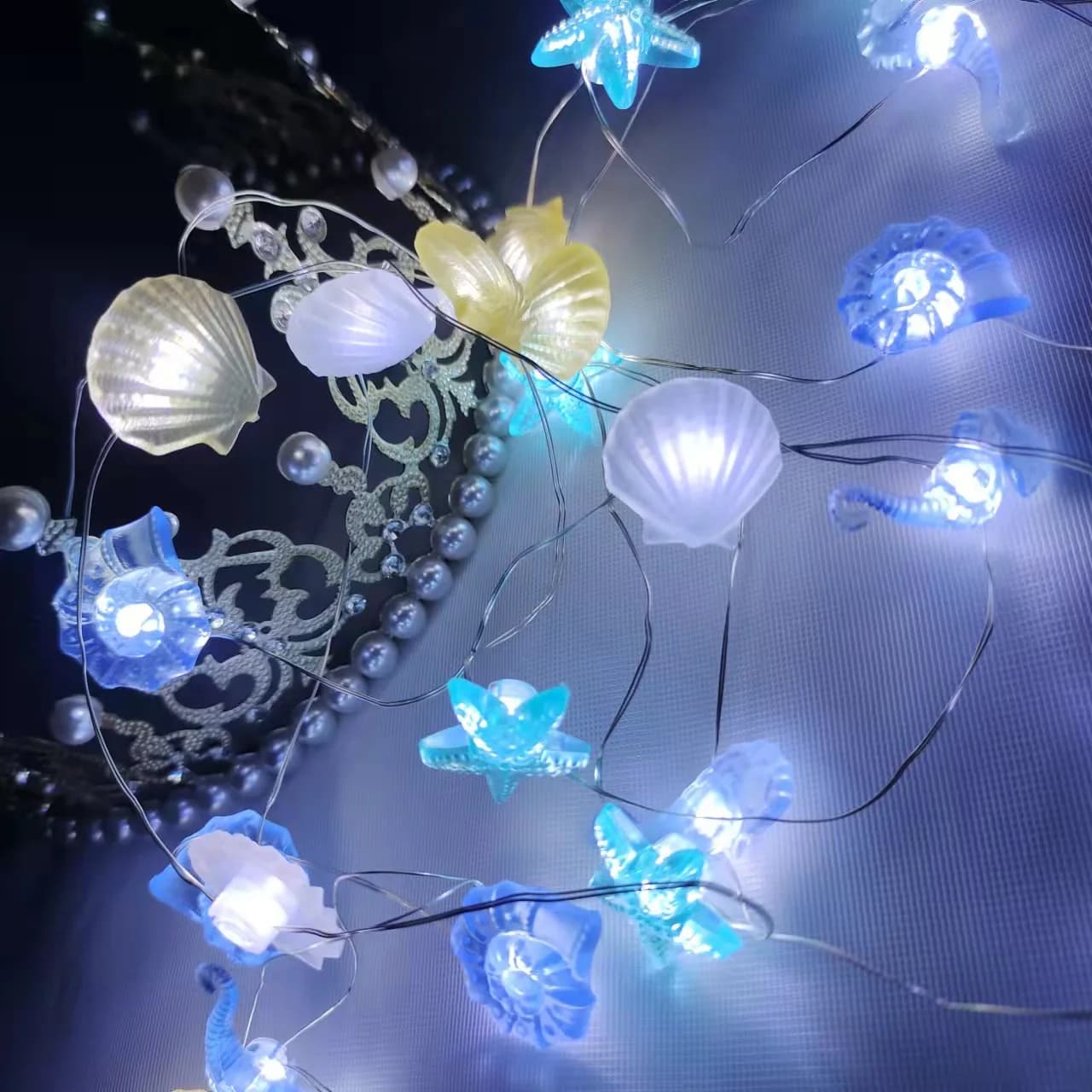 2m 20LED Conchiglia Stella marina Luci della stringa Oceano Festa a tema Fata Luce Sirena Decorazioni per feste di compleanno Ragazza Baby Shower favor