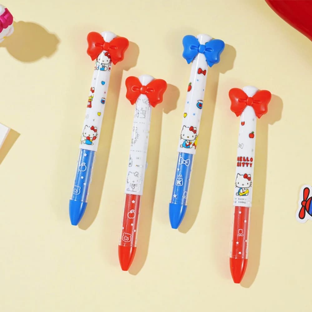 Autentica Penna Gel Hello Kitty Bicolore con Pulsante, Cartone Animato Sanrio, 0.7mm, Multicolore, per Scuola, Scrittura e Disegno