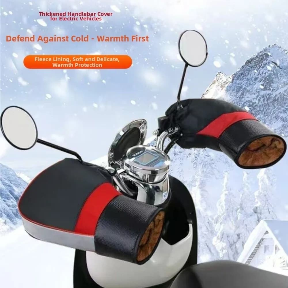 Waterproof Motorcycle Handlebar Gloves with Reflective Strips Universal Winter Cycling Gloves Protective Durable