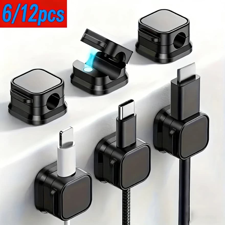 Clip Magnetico per Cavi, Organizzatore Adesivo per Fili, Gestione Cavi per Casa e Ufficio Sotto la Scrivania