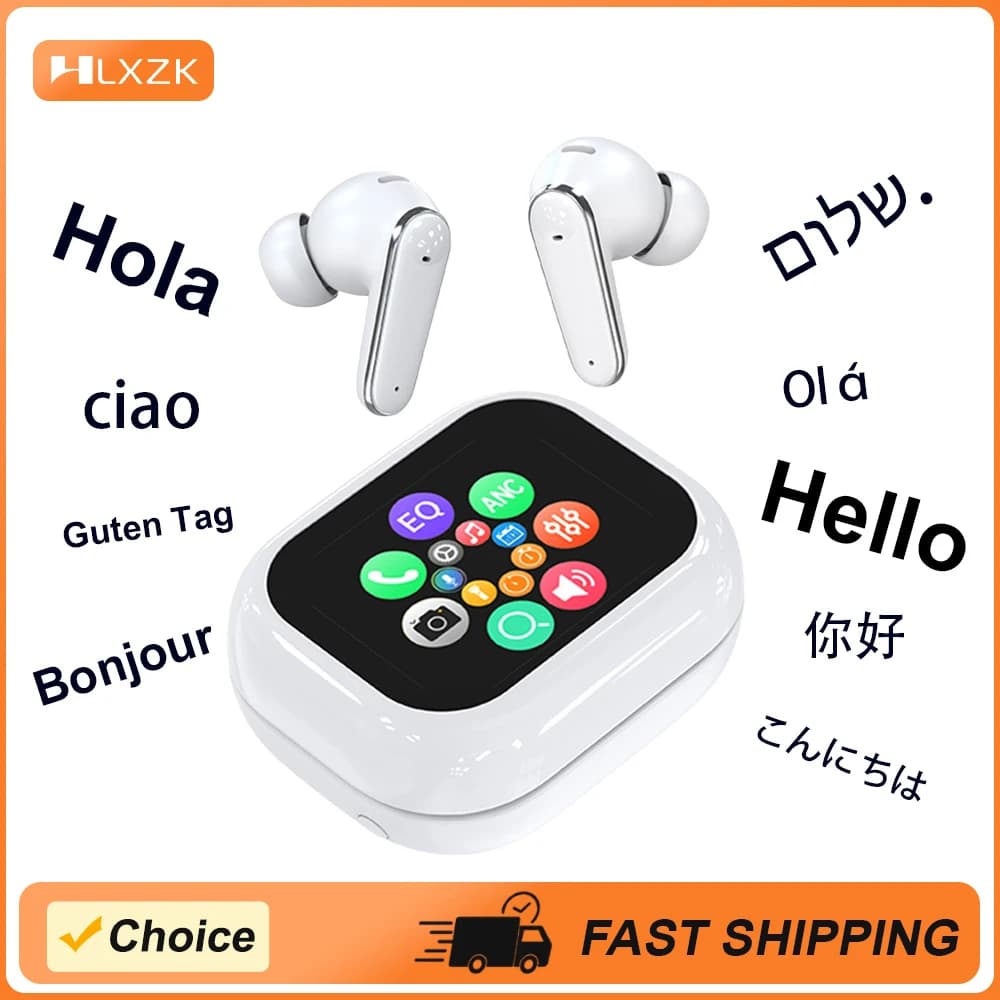 Display a LED Cuffie con controllo touch intelligente Traduttore linguistico Auricolare wireless Bluetooth Auricolari sportivi musicali con cancellazione del rumore