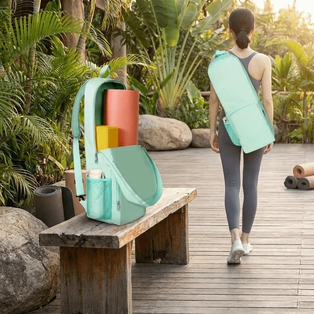 Lightweight Yoga Mat Bag Water-Resistant Large Capacity Exercise Mat Shoulder Bag Waterproof Side Mesh Pocket Mat Carrier