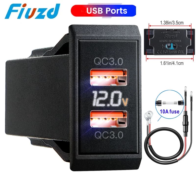 Presa per caricabatteria da auto doppia USB 12V Caricabatteria da auto veloce QC3.0 e PD con display digitale di tensione Presa di corrente shunt intelligente