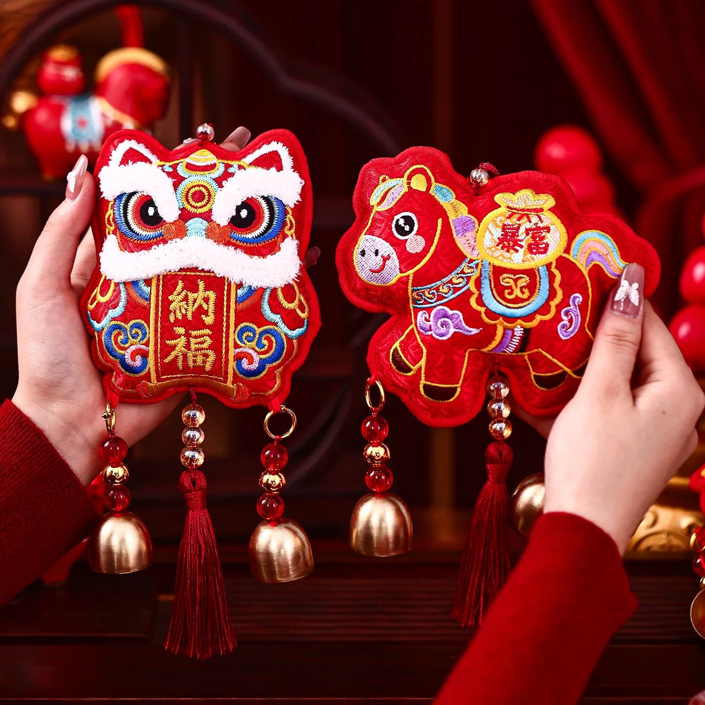 2026 New Year of the Horse Wind Chime Pendant Home Decor New Year and Spring Festival Celebration Decoration Lion Dance Pendant