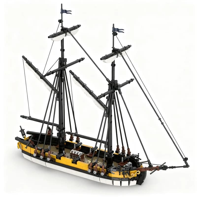 Set di Costruzioni MOC da 1383 Pezzi, Modello di Nave Pirata HMS Dart, Giocattolo Creativo Fai-da-Te per Bambini, Puzzle da Assemblare, Regalo di Compleanno Personalizzato