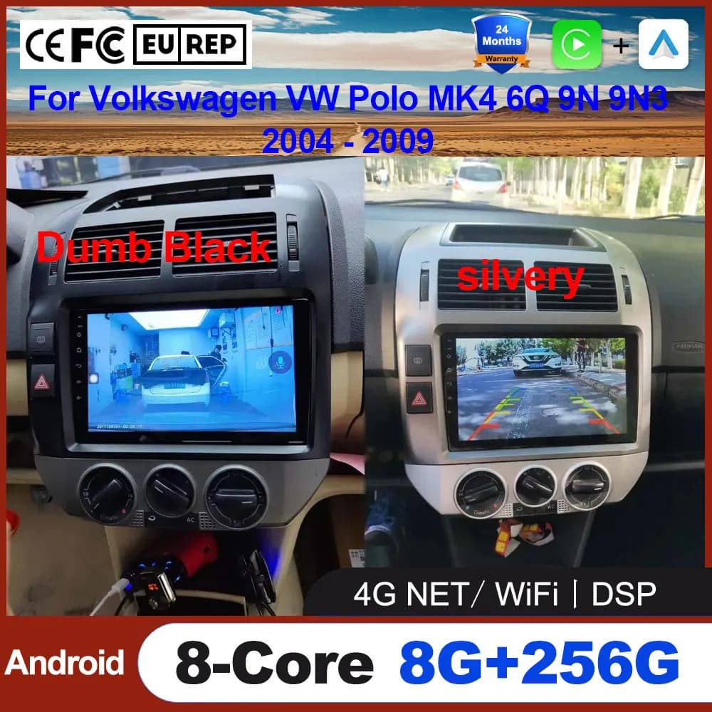 Wireless Carplay Android Auto Car Radio For Volkswagen VW Polo MK4 6Q 9N 9N3 2004 - 2009 Multimedia Video Player GPS Tool Stereo