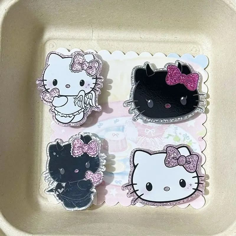 2 fermagli per capelli Hello Kitty giapponesi con glitter fini, fermagli laterali a forma di Hello Kitty, decorazione per capelli, regalo carino