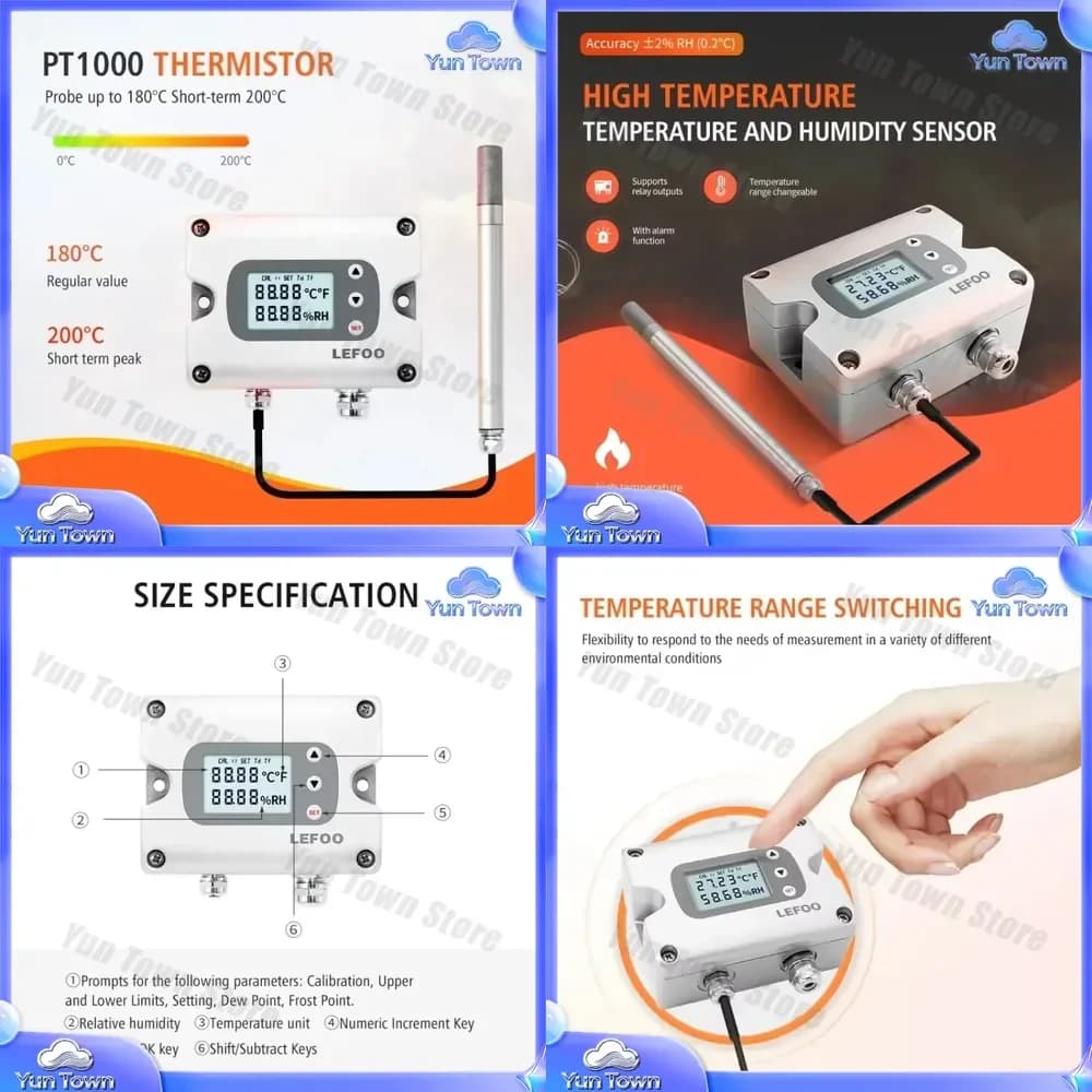 LEFOO RS485 Temperature and Humidity Sensor Transmitter for Warehouse Coffee Beans Greenhouse Grow Room Monitoring HVAC
