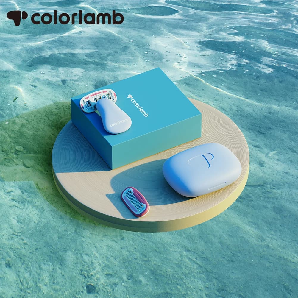 Set Rasoio Portatile Colorlamb per Donne, Depilatore Manuale per Zona Bikini con Cartucce per la Cura della Pelle