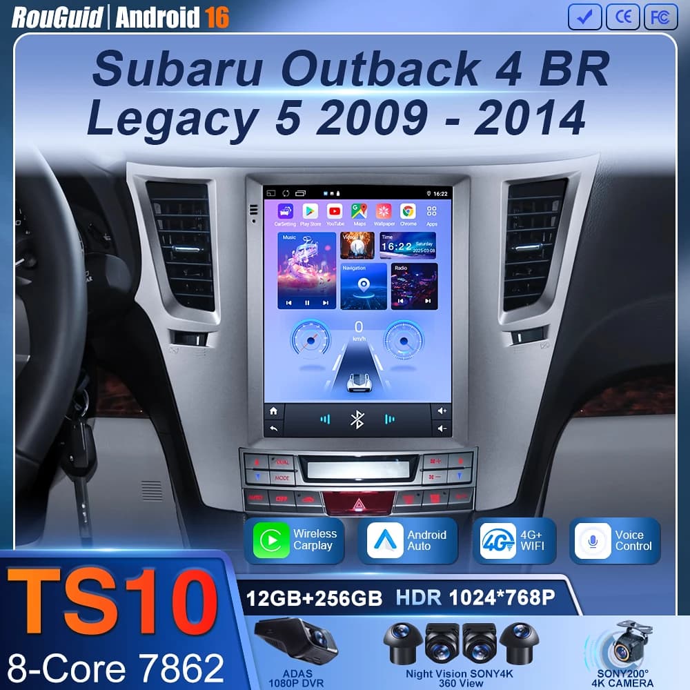 Android 16 Autoradio da 9,7 pollici Per Subaru Outback 4 BR Legacy 5 2009 - 2014 Lettore video multimediale Navigazione GPS Stereo Carplay
