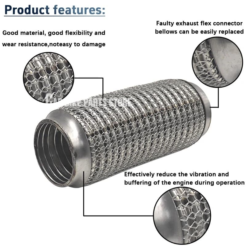 Universal 201 Stainless Steel Car Exhaust Tube Telescopic Flexible Connection Mesh Bellows Muffler Pipe Connector Welded