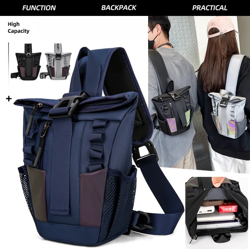 Zaino riflettente colorato tattico multifunzione Hip Hop Uomo Donna Sport Viaggio Borsa da scuola per laptop Borse a tracolla di sicurezza notturne