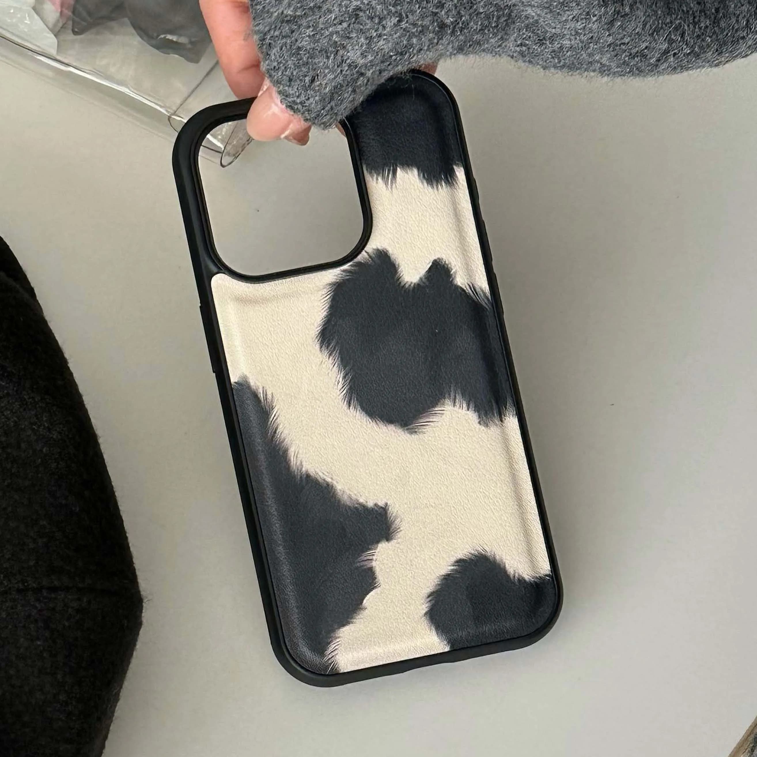 Custodia in pelle nera bianca cool 3D per iPhone 12 13 promax 14 15 16 pro max protezione cover posteriore fundas