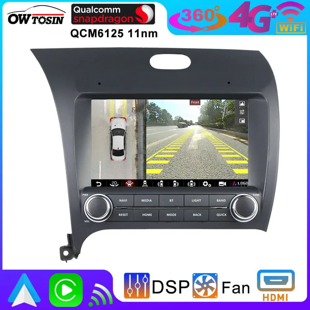 A76 UIS7870 12G + 256G Android 13 Lettore multimediale per auto per Kia Cerato Forte K3 YD 2012-2018 AHD 360 ° Telecamera CarPlay GPS DSP Radio