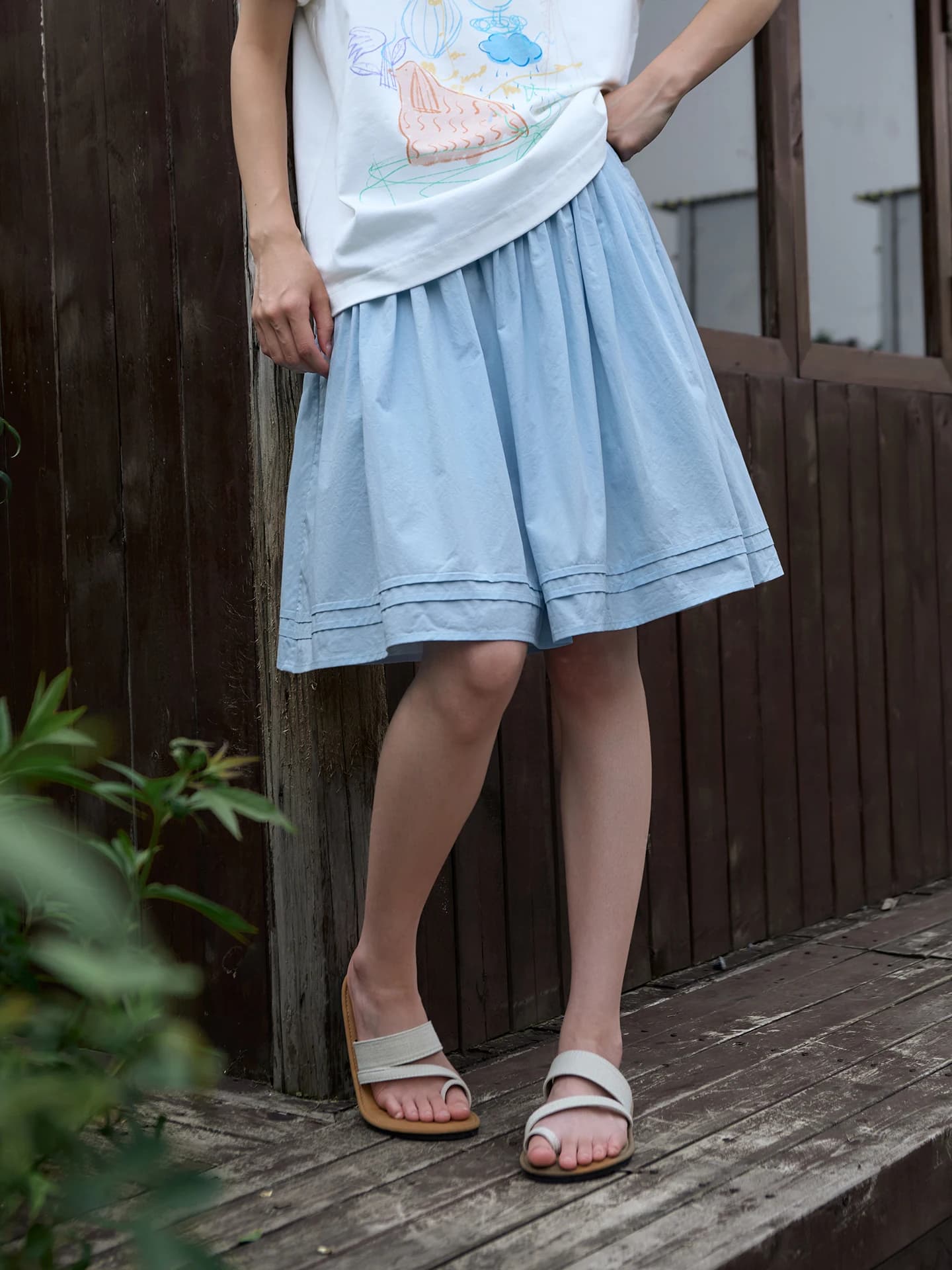 Original Japanese Style High Waist Loose A-Line Skirt for Women Pure Cotton Blue Casual Wear Spring Summer New Arrival
