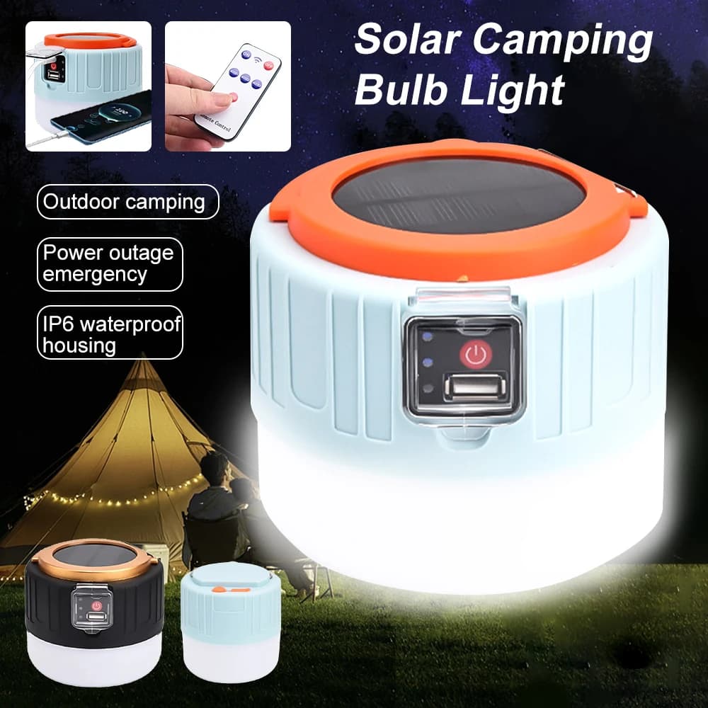 Lanterne da campeggio a LED solari Power Bank Lanterne da campeggio con telecomando Torcia ricaricabile Luce per tenda da esterno impermeabile
