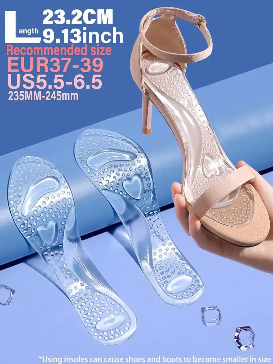 Solette in gel di silicone per tacchi alti da donna, cuscino per l'arco plantare, inserti antiscivolo e confortevoli