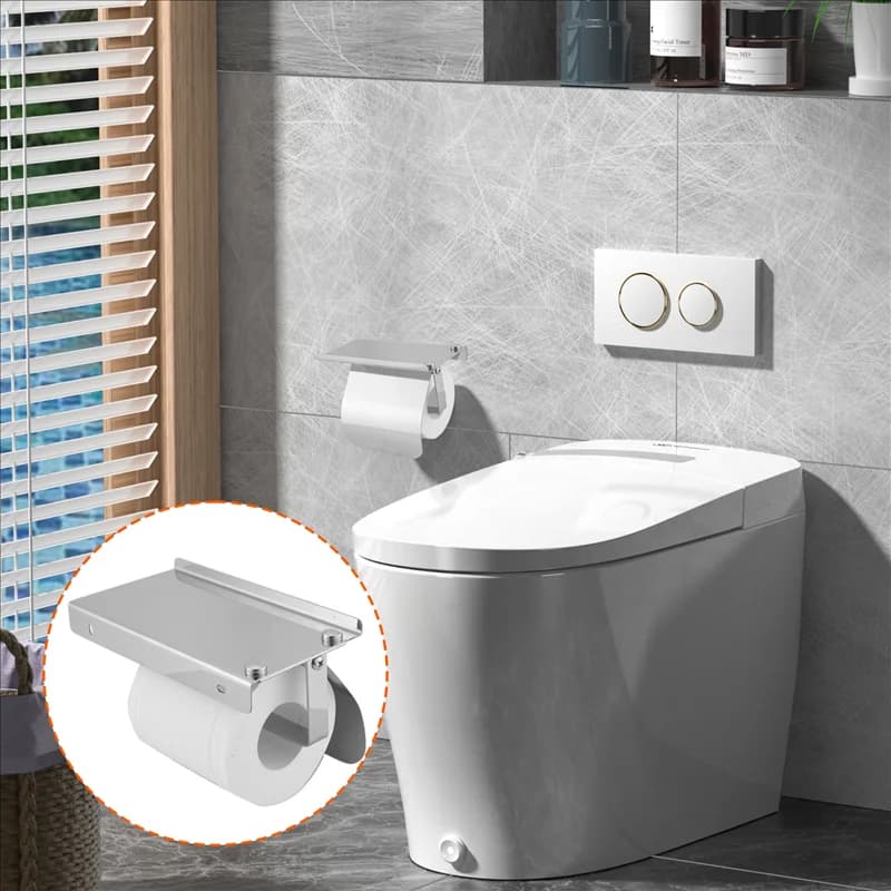 ABMR-Porta carta igienica moderna per montaggio a parete in acciaio inossidabile con ripiano per telefono Portarotolo per carta da bagno Apparecchio per il bagno