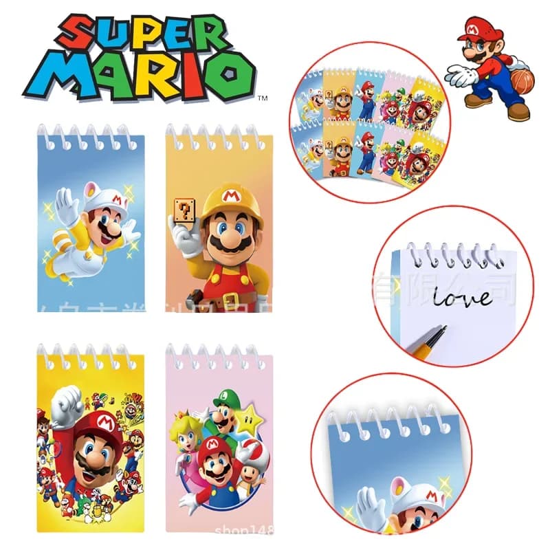 BANDAI 10 pz Super Mario Bros Settimanale Planner Notebook Cartoon Mini Blocco Note Portatile Studente Ufficiale di Cancelleria Ufficio Scuola
