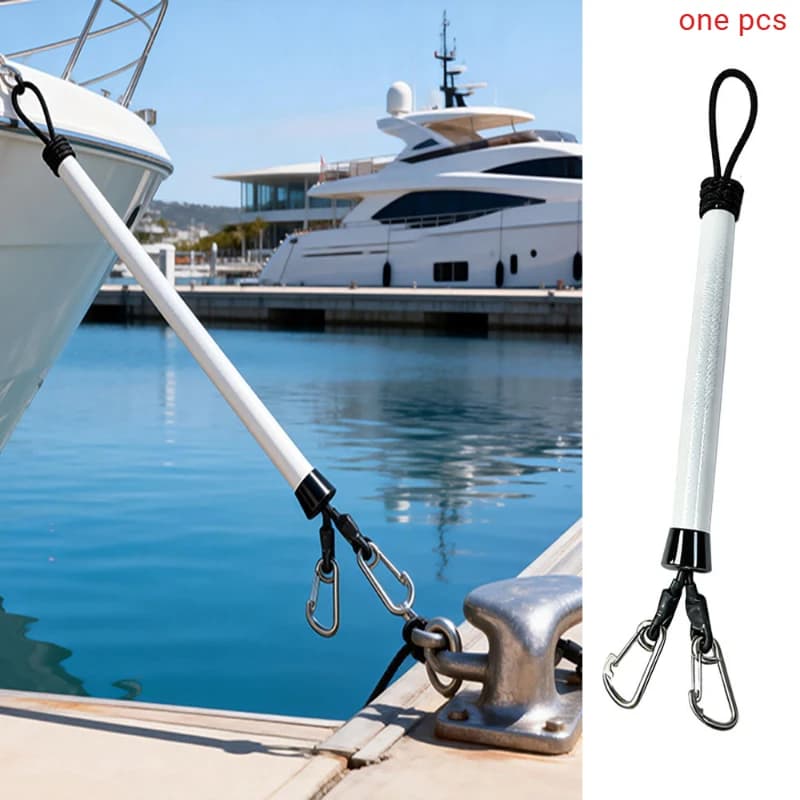 1PCS Adjustable Shock Absorbing Dock Line with Stainless Clips for Boat Docking Marine Rope Dock Buffer Elastic Rope 16in 22in