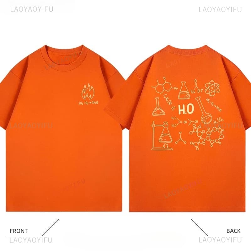 H2OWater Hydrogen Oxygen Chemistry Experiment Students Top Students T-shirt in cotone unisex personalizzata a maniche corte alla moda