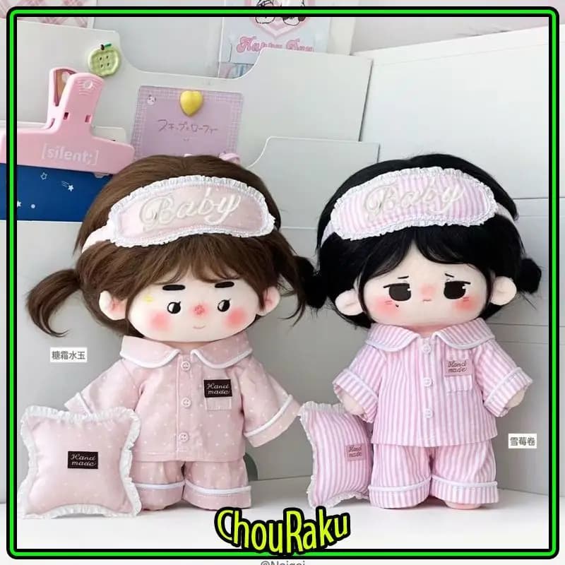 For 20cm Cotton Dolls Pigiama Set Autumn Pink Home Of Nightwear Dresses Pigiama With Sleep Mask For Eyes Bearing Clothing For Home Wearing