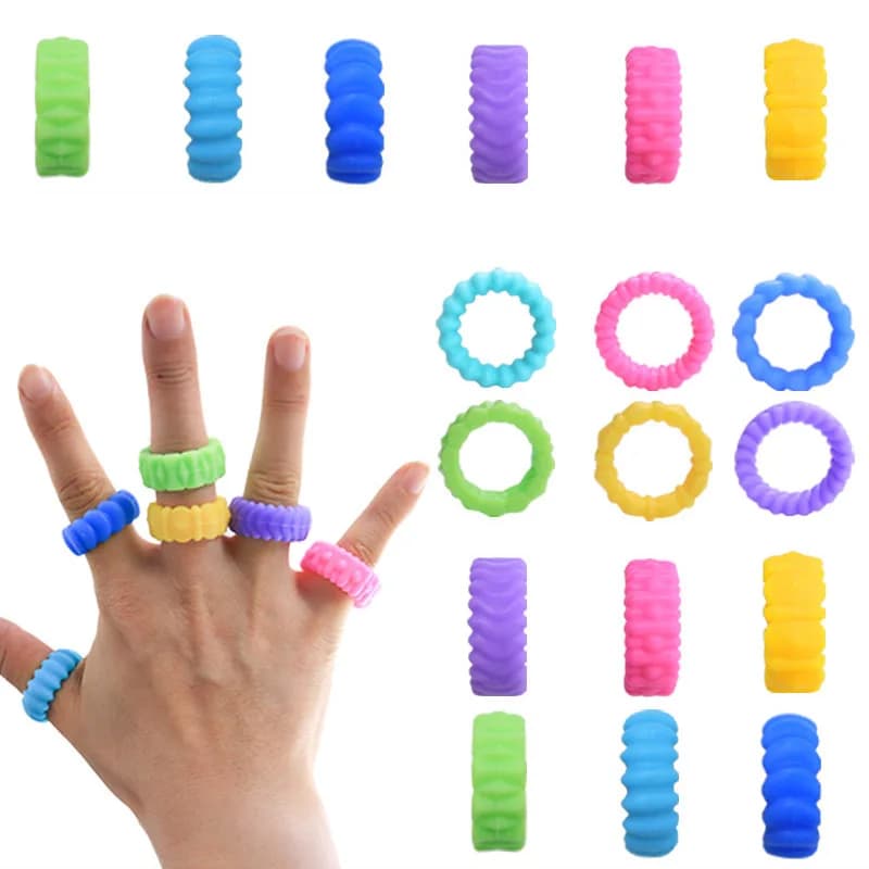 6 pezzi Anelli per dito sensoriali Fidget per bambini Texture in silicone Giocattoli antistress Regali novità Bomboniere Premi in classe