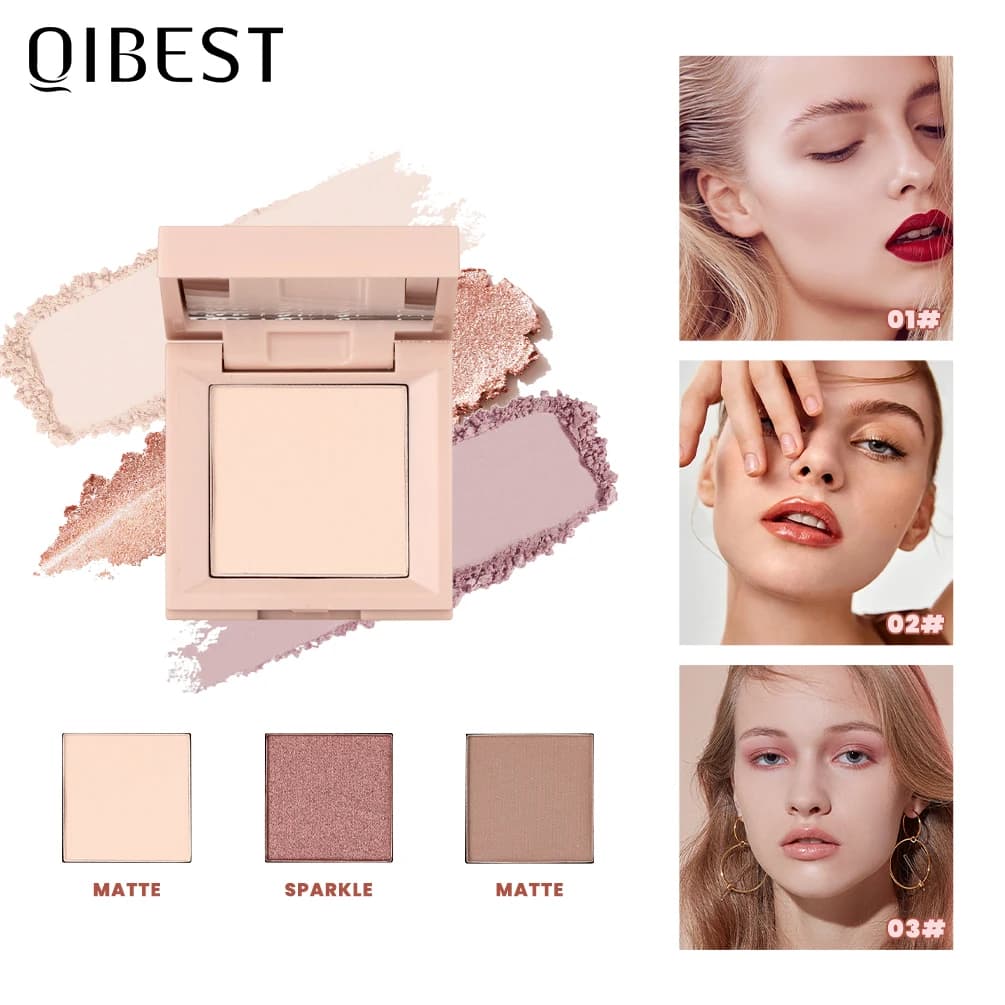QIBEST 3 in 1 ombretto opaco fard tavolozza evidenziatore multicolore fard in polvere trucco viso ombretto tavolozza cosmetico