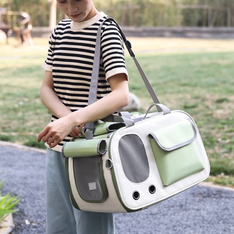 Borsa Trasportino Traspirante per Gatti, Pieghevole e Regolabile, Borsa da Viaggio per Gatti, Borsa a Tracolla, Forniture per Animali Domestici all'Ingrosso