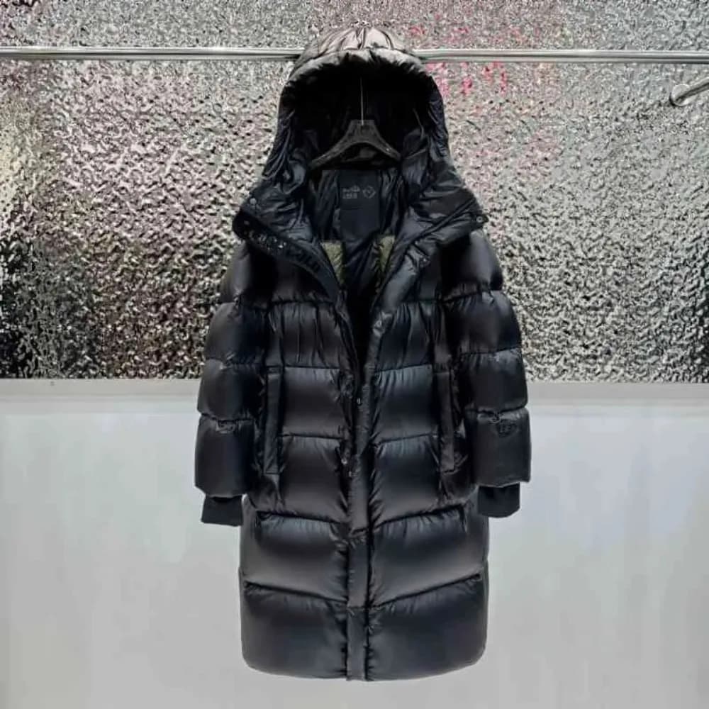 Piumino 2025 Nuovo Inverno Colore Nero Sette Griglie Staccabile Con Cappuccio Piumino Donna Allentato Caldo Spessore Lungo Piumino D'anatra