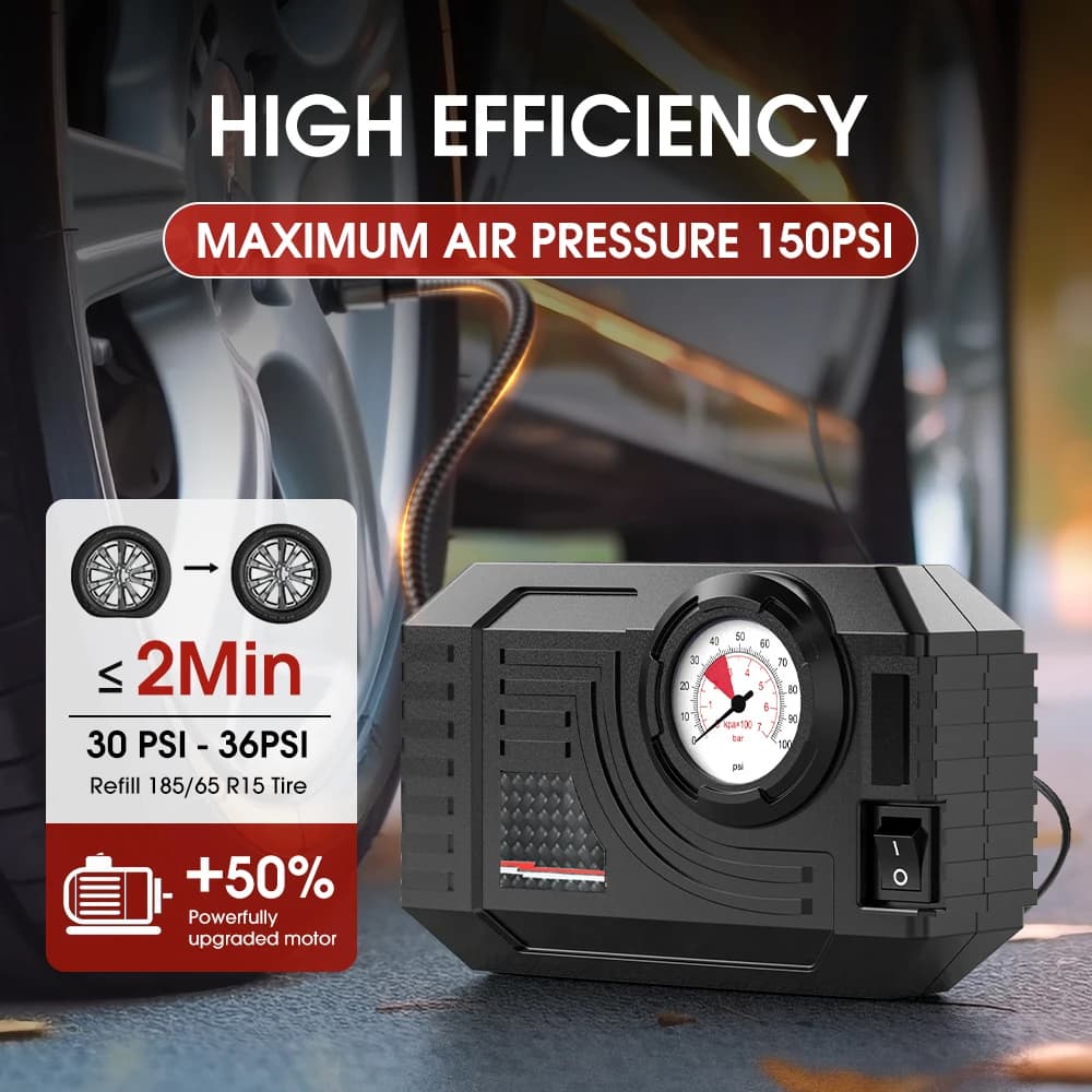 CARSUN Mini Air Pump Tire Inflator 20L/Min Electric Portable Air Compressor Car Motorcycle Bike Bicycle Inflatable Tires Quick