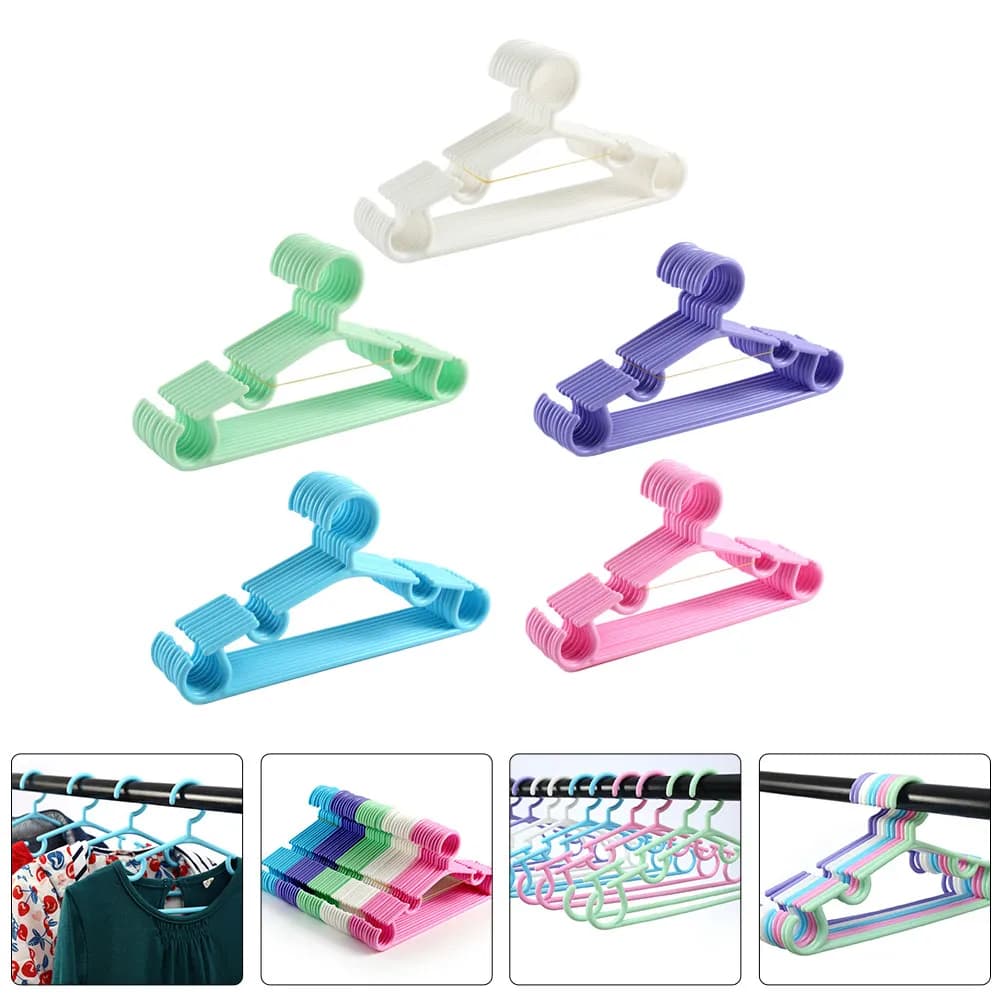 50 Pieces Plastic Hanger for Children, Dress Organizer, Coats, Bags, Accessories for the Room
