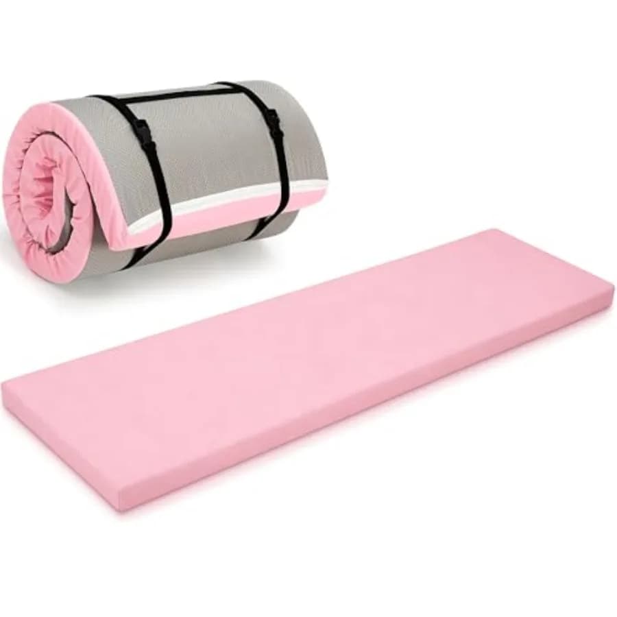 Tappetino Yoga Pieghevole Spesso 72x24 Pollici (2/3 Pollici) con Cinghia di Trasporto, Antiscivolo, Portatile, in Schiuma, per Yoga, Pilates ed Esercizi di Stretching