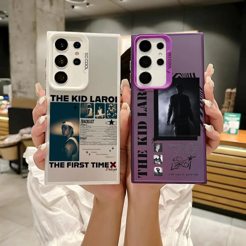 Cover per telefono The Kid L-LAROI Rap in silicone argento per Samsung Galaxy S25 Edge S24 S23 S22 S21 S20 Ultra