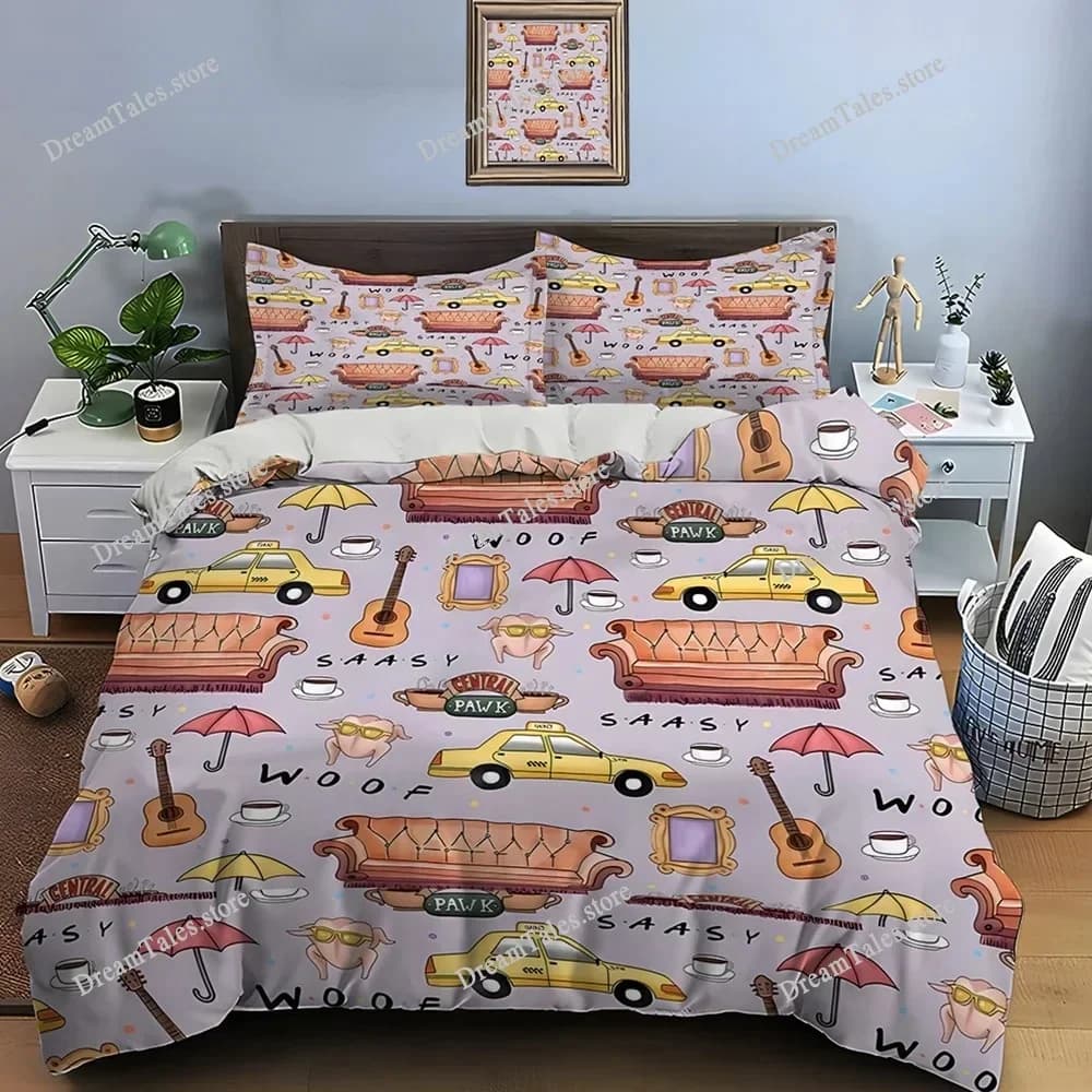Funny Friends Print Bedding Set Duvet Cover Adult and Children Bedding Set Luxury TV Show Pattern Home Textileextile741