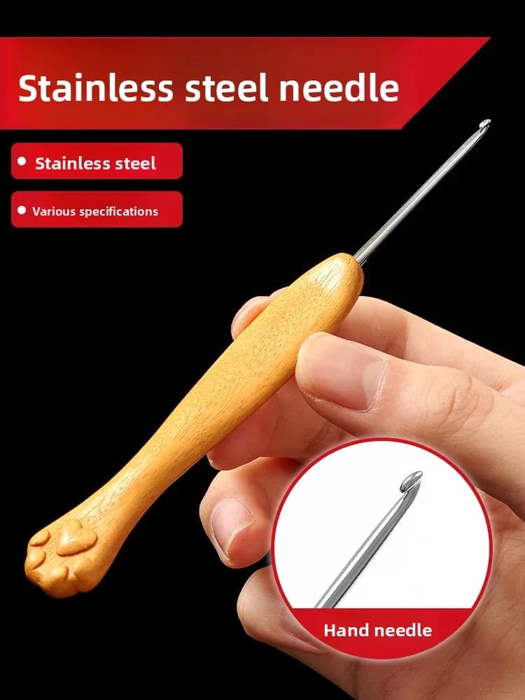 Ago per lucidatura fine in acciaio inossidabile Artiglio di gatto Gancio per uncinetto in legno di sandalo giallo 1.0 1.2 1.4 1.6 1.8 2.0 2.5 3.0 3.2 3.5 5.0 5.5mm