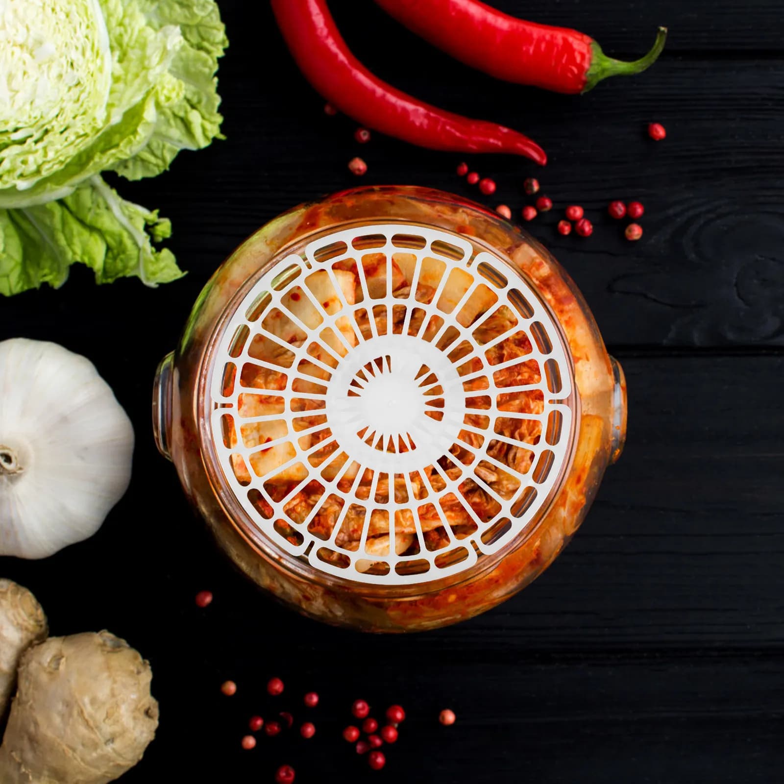 Set di 1 Piastra di Pressione per Fermentazione in Plastica, Accessori Universali per Barattoli da Fermentazione, Coperchio Rotondo per Conservazione di Verdure