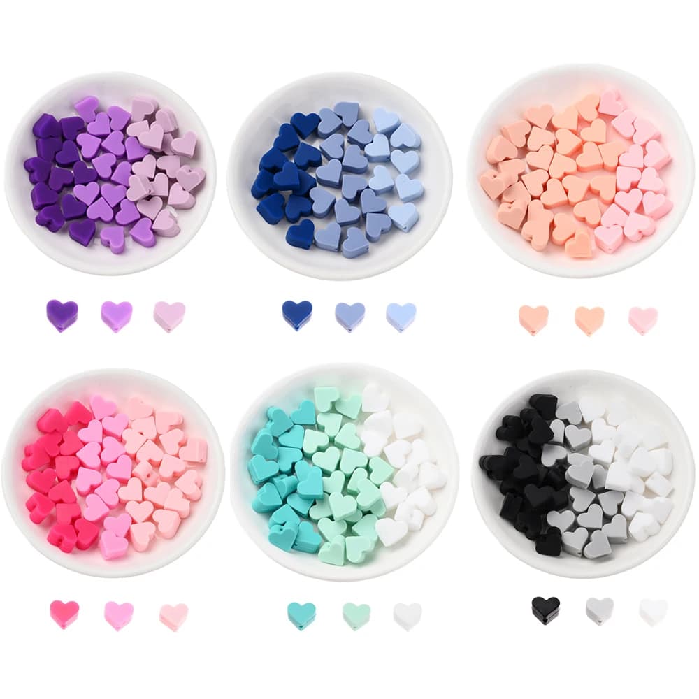 30 pz 14mm BPA Libero Food Grade a forma di cuore set di perline di silicone Per Collana FAI DA TE Creazione di Gioielli Ciuccio Clip di Cura Del Bambino giocattoli
