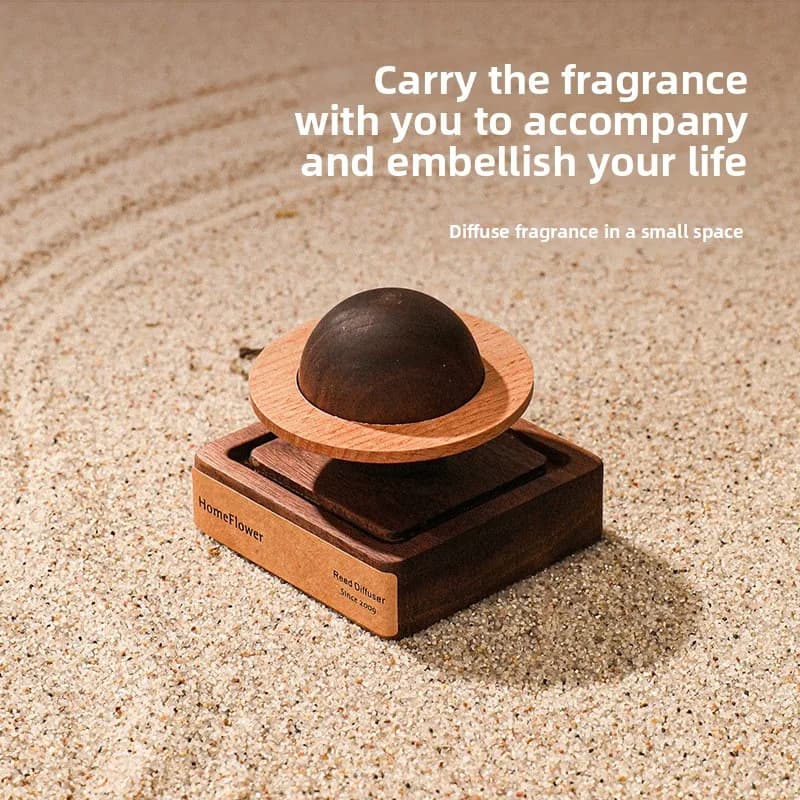 Magnetic Planet-Style Wooden Essential Oil Diffuser (Desktop & Car Use)