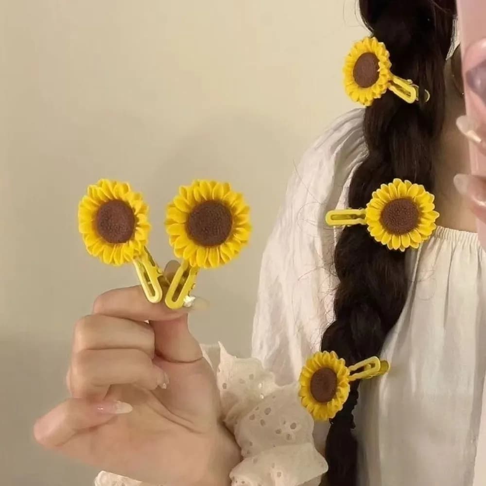 Fermagli per capelli a forma di girasole alla moda, graziosi fermagli BB per donne e ragazze