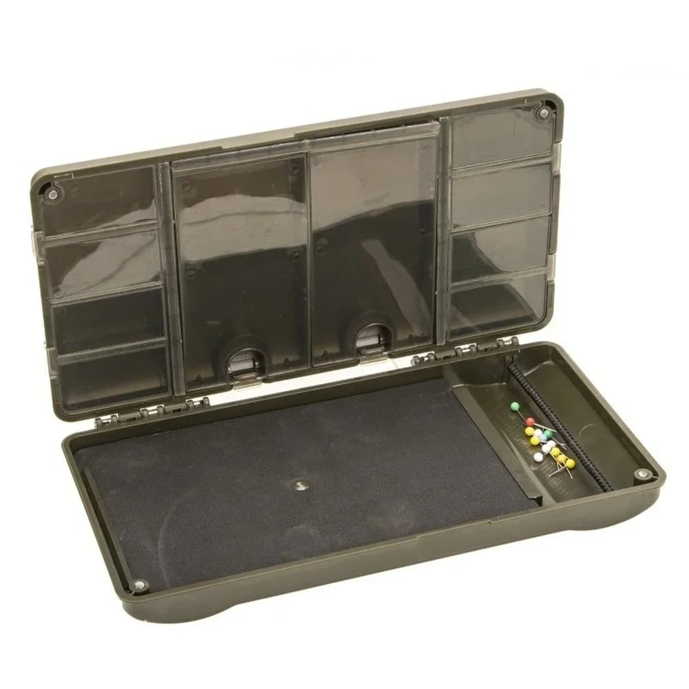 Scatola Organizzata per Accessori da Pesca, Contenitore per Attrezzatura da Pesca con Interno Imbottito in Schiuma, Verde Grigio