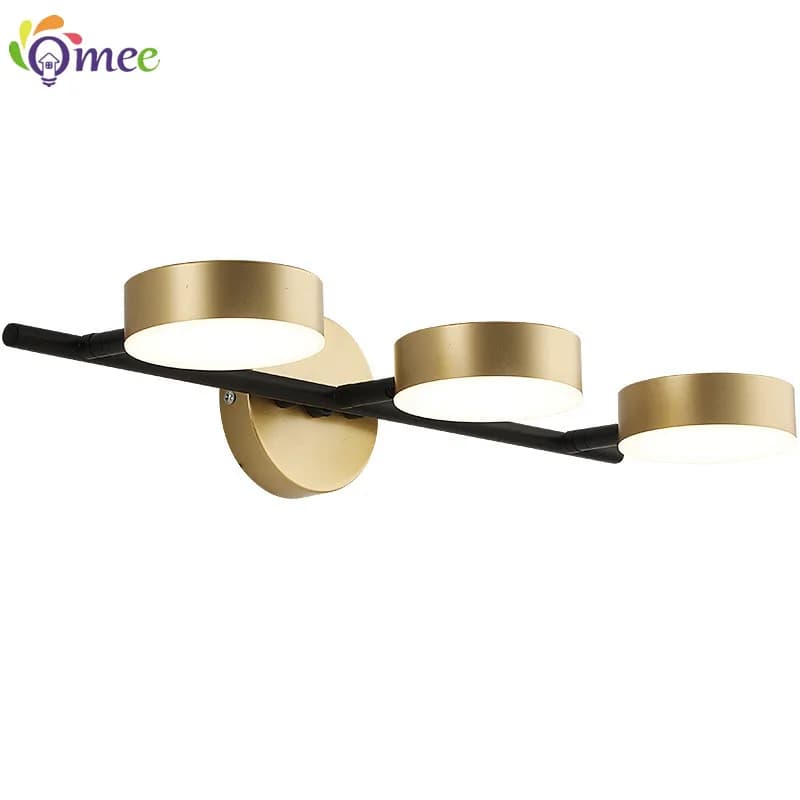 Luci nordiche Lampada da parete a LED variabile a 3 colori per lampade da specchio per il trucco del bagno Lampada da parete moderna per scale dorate Camera da letto
